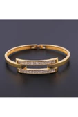Zirkon Taşlı İkili Kaburga Bijuteri Bilezik 22 Ayar Altın Kaplama thumbnail 1