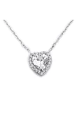 Taşlı Kalp Zincirli Kolye Ucu 925 Ayar Gümüş thumbnail 1