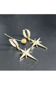 Zirkon Taşlı Kutup Yıldızı Altın Kaplama Bijuteri Küpe thumbnail 2