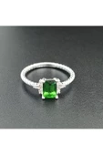 Yeşil Renkli Burgulu Tek Taş Modeli Yüzük 925 Ayar Gümüş thumbnail 1