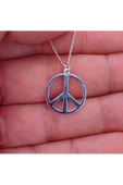 Barış (PEACE) Modeli Zincirli Bay- Kolye Ucu 925 Ayar Gümüş - 3