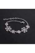 Kar Tanesi Modeli Taşlı Zincirli Bileklik 925 Ayar Gümüş thumbnail 2