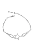 925 Ayar Gümüş Zirkon Taşlı Yıldız Modeli Zincirli Bileklik thumbnail 1