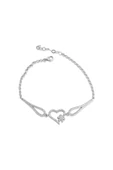 925 Ayar Gümüş Kalpli Kar Tanesi Modeli Zincirli  Bileklik thumbnail 1