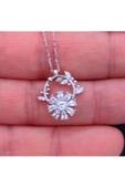 Zirkon Taşlı Papatya Modeli Rüzgar Gülü Zincirli Kolye Ucu 925 Ayar Gümüş thumbnail 3