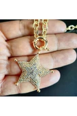 Yıldız Motifli Ve Kalın Zincir Kaplama Zirkon Taşlı Bay Bijuteri Kolye Zincir thumbnail 3