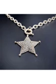 Yıldız Motifli Ve Kalın Zincir Gümüş Kaplama Zirkon Taşlı Bay Bijuteri Kolye Zincir - 3