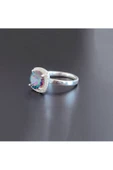 Yuvarlak Tek Taşlı Mistik Renkli Frapan Yüzük 925 Ayar Gümüş thumbnail 3