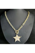Yıldız Motifli Ve Kalın Zincir Kaplama Zirkon Taşlı Bay Bijuteri Kolye Zincir thumbnail 4