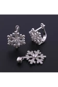 Kar Tanesi Zirkon Taşlı Üçlü Set Gümüş (925 Ayar) (Bir Çift Küpe, Kolye ucu) thumbnail 2