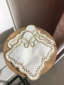 NİVEMESHOME KELEBEK GOLD KARE (6 ADET) KETEN KOKTEYL PEÇETESİ KAHVE YANI SUNUMLUK - 4