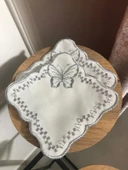 NİVEMESHOME KELEBEK GÜMÜŞ KARE (6 ADET) KETEN KOKTEYL PEÇETESİ KAHVE YANI SUNUMLUK - 1