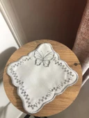 NİVEMESHOME KELEBEK GÜMÜŞ KARE (6 ADET) KETEN KOKTEYL PEÇETESİ KAHVE YANI SUNUMLUK - 4