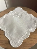 NİVEMESHOME KELEBEK BEYAZ KARE (6 ADET) KETEN KOKTEYL PEÇETESİ KAHVE YANI SUNUMLUK - 2