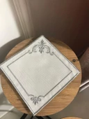 NİVEMESHOME MİHRİMAH NAKIŞLI GÜMÜŞ KARE (6 ADET) KETEN KOKTEYL PEÇETESİ KAHVE YANI SUNUMLUK - 5
