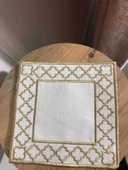 NİVEMESHOME FAS NAKIŞLI GOLD KARE (6 ADET) KETEN KOKTEYL PEÇETESİ KAHVE YANI SUNUMLUK - 1