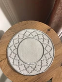 NİVEMESHOME FAS NAKIŞLI GÜMÜŞ OVAL (6 ADET) KETEN KOKTEYL PEÇETESİ KAHVE YANI SUNUMLUK - 1