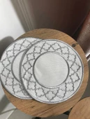 NİVEMESHOME FAS NAKIŞLI GÜMÜŞ OVAL (6 ADET) KETEN KOKTEYL PEÇETESİ KAHVE YANI SUNUMLUK - 4