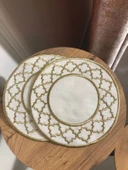 NİVEMESHOME FAS NAKIŞLI GOLD OVAL (6 ADET) KETEN KOKTEYL PEÇETESİ KAHVE YANI SUNUMLUK - 4