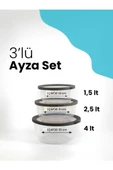 Kapris Ayza 3 Lü Yuvarlak Saklama Kabı Seti Taupe 593 - 5