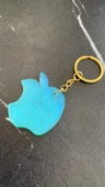 Parlak Mint Yeşili Renk Gold Aksesuarlı Apple Elma Şekil Anahtarlık El Yapımı Epoksi - 6