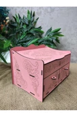 Pembe Ahşap 4 Bölmeli Takı Kutusu - 3