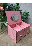 Pembe Ahşap 4 Bölmeli Takı Kutusu - 1