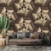 3 Boyutlu Kahverengi Deri Görünümlü Duvar Kağıdı Baskı thumbnail 1