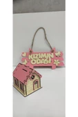 Ahşap Kumbara&Kızımın Odası Kapı Süsü Pembe Renk - 2