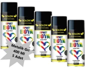 5 Adet Sprey Boya Metalik Gri, 400 Ml - 1