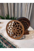Ahşap Mandala Desenli Bardak Altlık 6'lı - 4