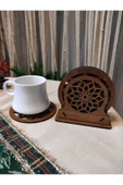 Ahşap Mandala Desenli Bardak Altlık 6'lı - 1