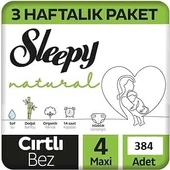 Sleepy Natural 4 Numara Maxi 384'lü Bebek Bezi - 1