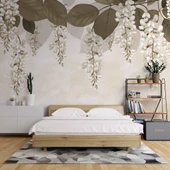 Soft Sarkan Çiçek Desenli Modern Duvar Kağıdı Baskı - 2