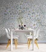 3 Boyutlu Beyaz Papatya Duvar Kağıdı thumbnail 5