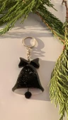 Siyah Renk Gümüş Simli Zil Çan Yılbaşı Temalı Anahtarlık Gümüş Aksesuarlı El Yapımı Epoksi Hediyelik thumbnail 7