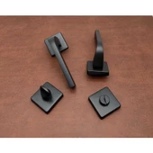 Tog Mat Siyah Kare Rozetli Wc Banyo Kapı Kolu 1 Takım thumbnail 4