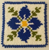 Banyo Lifi Yün El Örmesi Ceyizlik Kare Çiçek Desenli - Mavi - 2