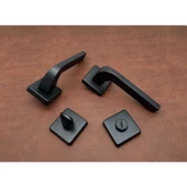 Tog Mat Siyah Kare Rozetli Wc Banyo Kapı Kolu 1 Takım thumbnail 3