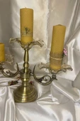 Şamdan Cam Pirinç Şık 1. Sınıf Mumluk Yılbaşı Noel - 5
