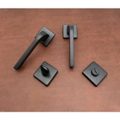 Tog Mat Siyah Kare Rozetli Wc Banyo Kapı Kolu 1 Takım thumbnail 2