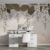 Soft Sarkan Çiçek Desenli Modern Duvar Kağıdı Baskı - 4