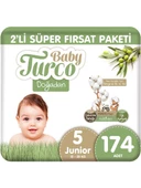 Baby Turco Doğadan 5 Numara Junior 174'lü Bebek Bezi - 1