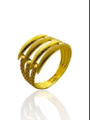 4 Dört Kol Kaburga ÜSt Kalite İşçilik 14 Ayar Altın Yüzük thumbnail 3