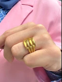 4 Dört Kol Kaburga ÜSt Kalite İşçilik 14 Ayar Altın Yüzük thumbnail 1