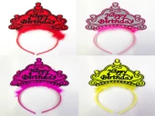 Happy Birthday Yazılı Neon Renk Taç 12 Adet - 1