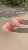 Parlak Pembe Renkli İstiridye Şekilli Küpe Gümüş Aksesuarlı El Yapımı Epoksi Hediyelik thumbnail 1