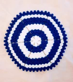 Banyo Lifi Yün El Örmesi Altıgen Düz Desenli  MAVİ - 2