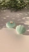 Buz Yeşil Renkli Midye Şekil Epoksi Küpe Gümüş Aksesuarlı El Yapımı Hediyelik thumbnail 3