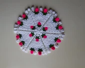 Banyo Lifi Yün El Örmesi 3'lü Ceyizlik Seti Çiçek Desenli TURUNCU - 3